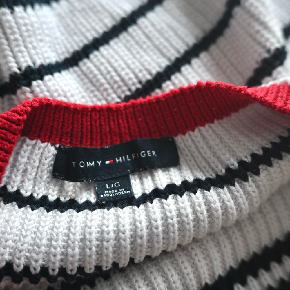 Tommy Hilfiger Chunky Knit Halter Top in Red White & Blue - Trendy Y2K - Picture 4 of 14